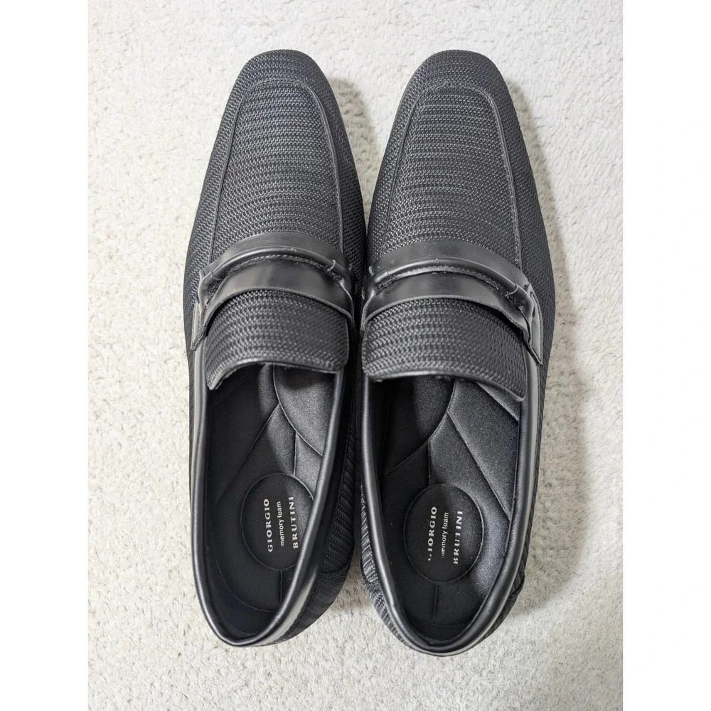Giorgio Brutini Loafers Mens 8.5‎ Black Harry Woven Textile Penny Slip On Shoes